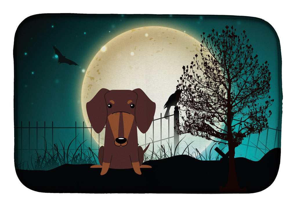 Halloween Scary Dachshund Chocolate Dish Drying Mat Absorbent Dish Drying Mat Pad for Kitchen Counter Dish Drainer Mat for Countertop, 14 x 21", Multicolor