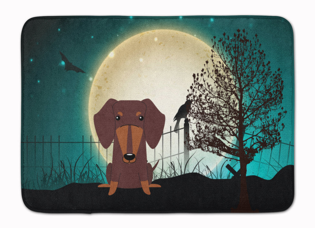 Halloween Scary Dachshund Chocolate Memory Foam Kitchen Mat Machine Washable Anti-Fatigue Cushion Comfort Bath or Kitchen Rug