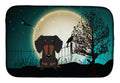 Halloween Scary Dachshund Black Tan Dish Drying Mat Absorbent Dish Drying Mat Pad for Kitchen Counter Dish Drainer Mat for Countertop, 14 x 21", Multicolor