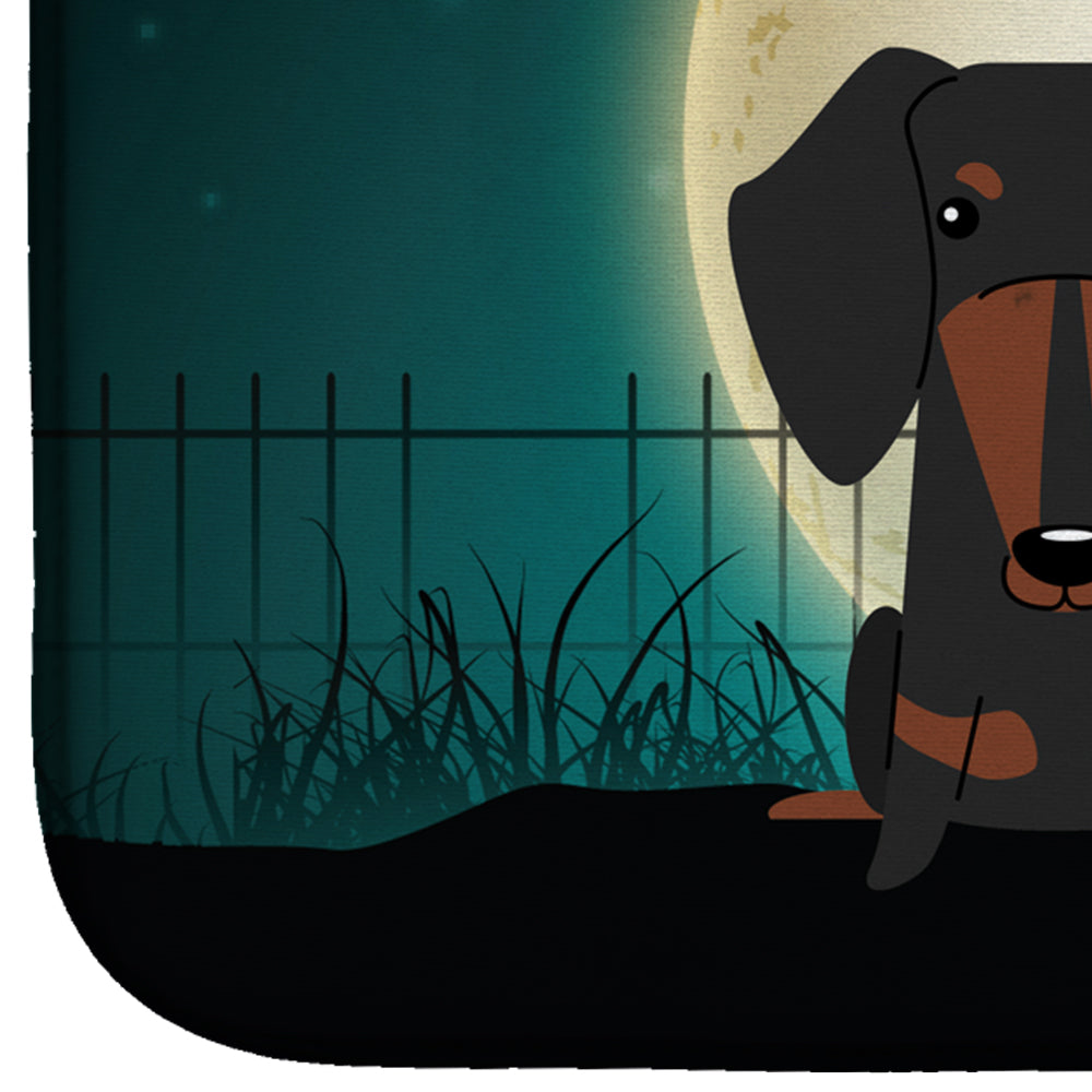 Halloween Scary Dachshund Black Tan Dish Drying Mat Absorbent Dish Drying Mat Pad for Kitchen Counter Dish Drainer Mat for Countertop, 14 x 21", Multicolor