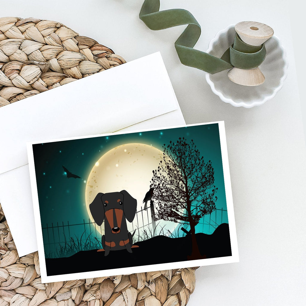 Halloween Scary Dachshund Black Tan Greeting Cards Pack of 8 Blank Cards with Envelopes Whimsical A7 Size 5x7