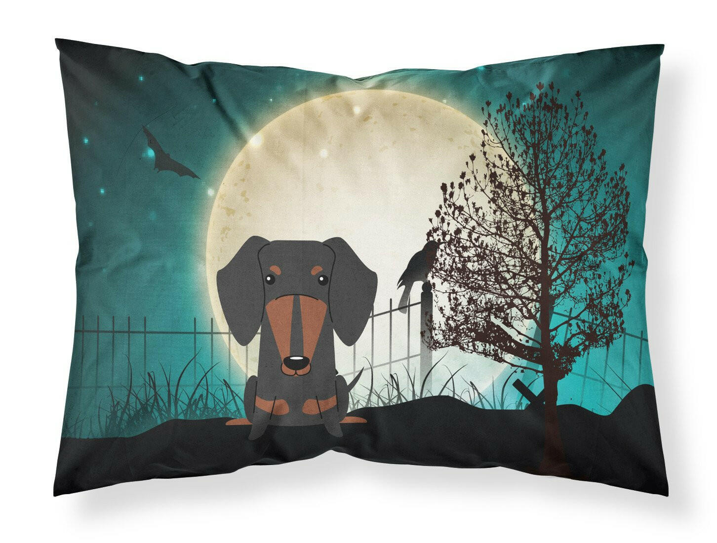 Halloween Scary Dachshund Black Tan Standard Pillowcase Lightweight Super Soft Easy Care Decorative Artwork Pillowcase, Standard
