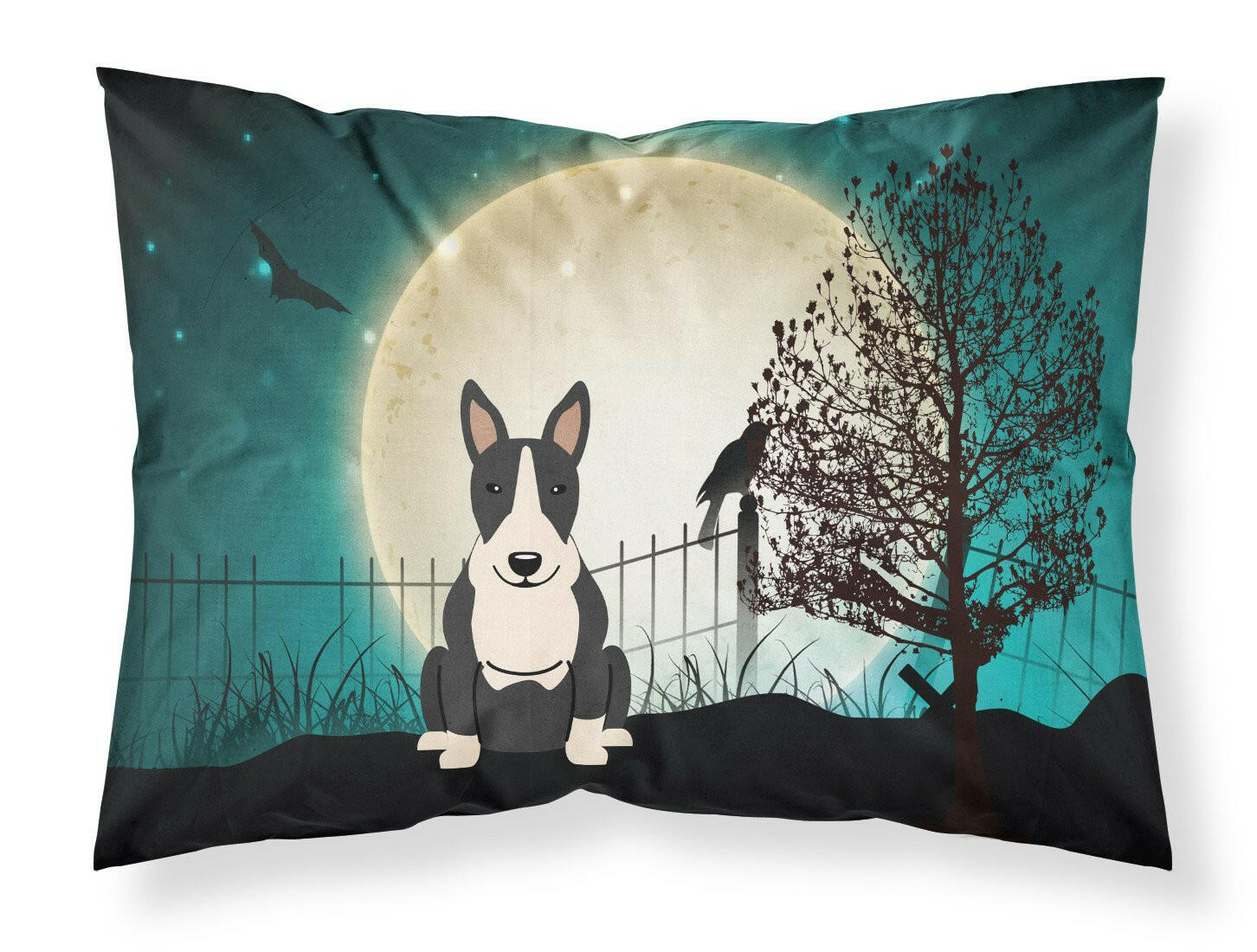 Halloween Scary Bull Terrier Black White Standard Pillowcase Lightweight Super Soft Easy Care Decorative Artwork Pillowcase, Standard