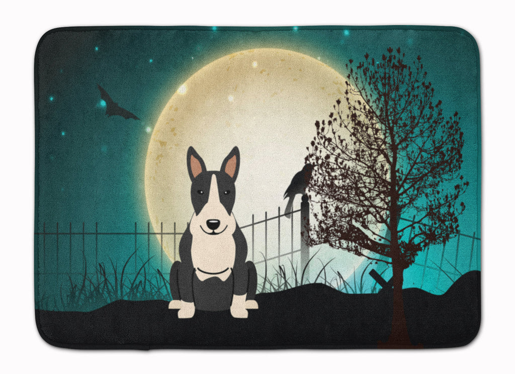 Halloween Scary Bull Terrier Black White Memory Foam Kitchen Mat Machine Washable Anti-Fatigue Cushion Comfort Bath or Kitchen Rug