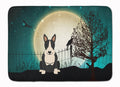 Halloween Scary Bull Terrier Black White Memory Foam Kitchen Mat Machine Washable Anti-Fatigue Cushion Comfort Bath or Kitchen Rug
