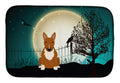 Halloween Scary Bull Terrier Red Dish Drying Mat Absorbent Dish Drying Mat Pad for Kitchen Counter Dish Drainer Mat for Countertop, 14 x 21", Multicolor