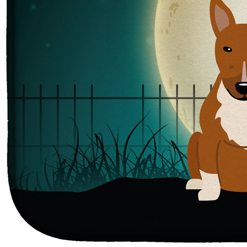 Halloween Scary Bull Terrier Red Dish Drying Mat Absorbent Dish Drying Mat Pad for Kitchen Counter Dish Drainer Mat for Countertop, 14 x 21", Multicolor
