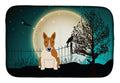 Halloween Scary Bull Terrier Red White Dish Drying Mat Absorbent Dish Drying Mat Pad for Kitchen Counter Dish Drainer Mat for Countertop, 14 x 21", Multicolor
