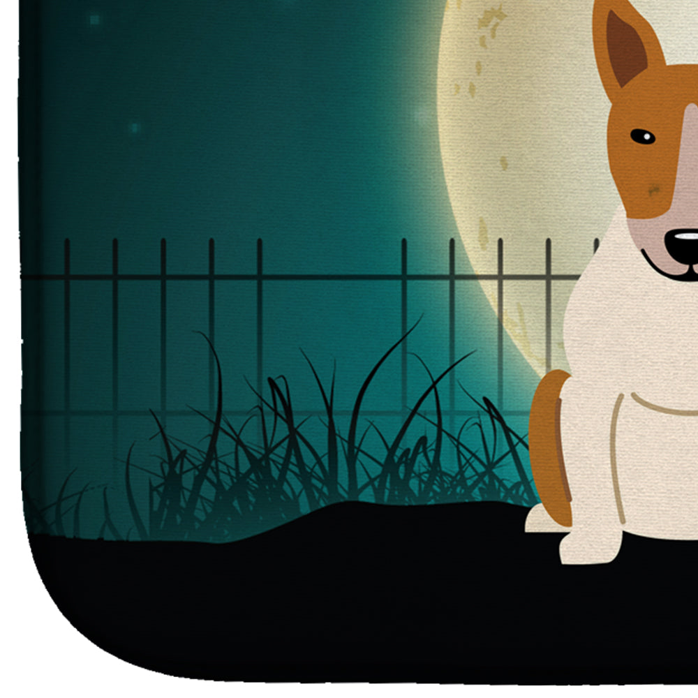 Halloween Scary Bull Terrier Red White Dish Drying Mat Absorbent Dish Drying Mat Pad for Kitchen Counter Dish Drainer Mat for Countertop, 14 x 21", Multicolor