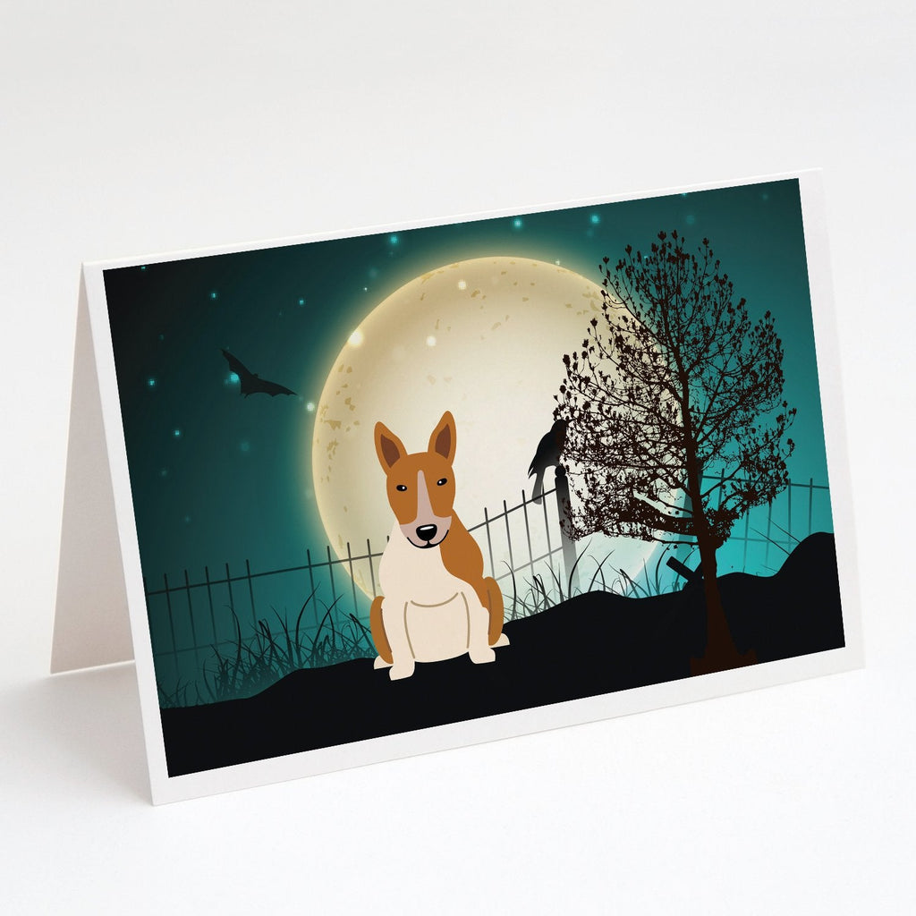 Halloween Scary Bull Terrier Red White Greeting Cards Pack of 8 Blank Cards with Envelopes Whimsical A7 Size 5x7