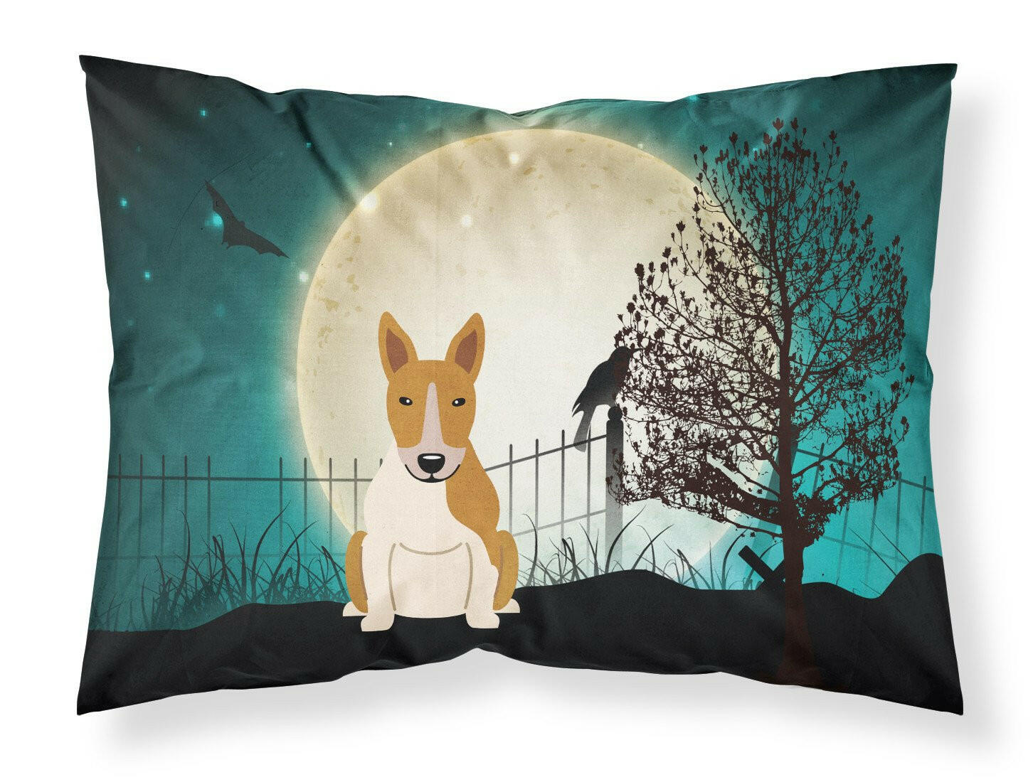 Halloween Scary Bull Terrier Red White Standard Pillowcase Lightweight Super Soft Easy Care Decorative Artwork Pillowcase, Standard
