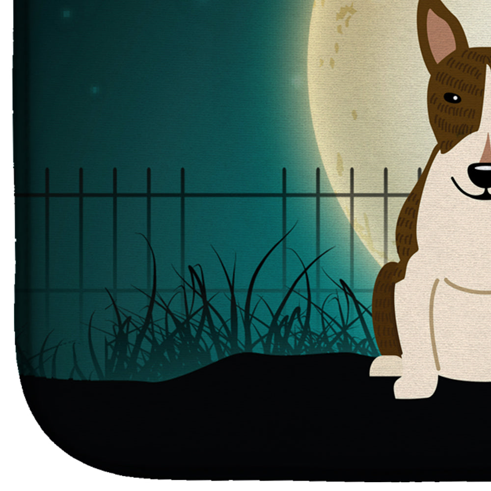 Halloween Scary Bull Terrier Dark Brindle Dish Drying Mat Absorbent Dish Drying Mat Pad for Kitchen Counter Dish Drainer Mat for Countertop, 14 x 21", Multicolor