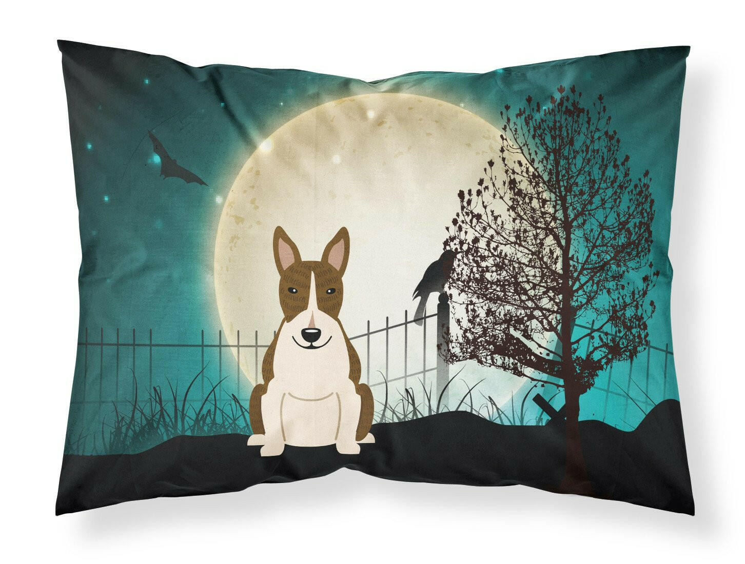 Halloween Scary Bull Terrier Dark Brindle Standard Pillowcase Lightweight Super Soft Easy Care Decorative Artwork Pillowcase, Standard