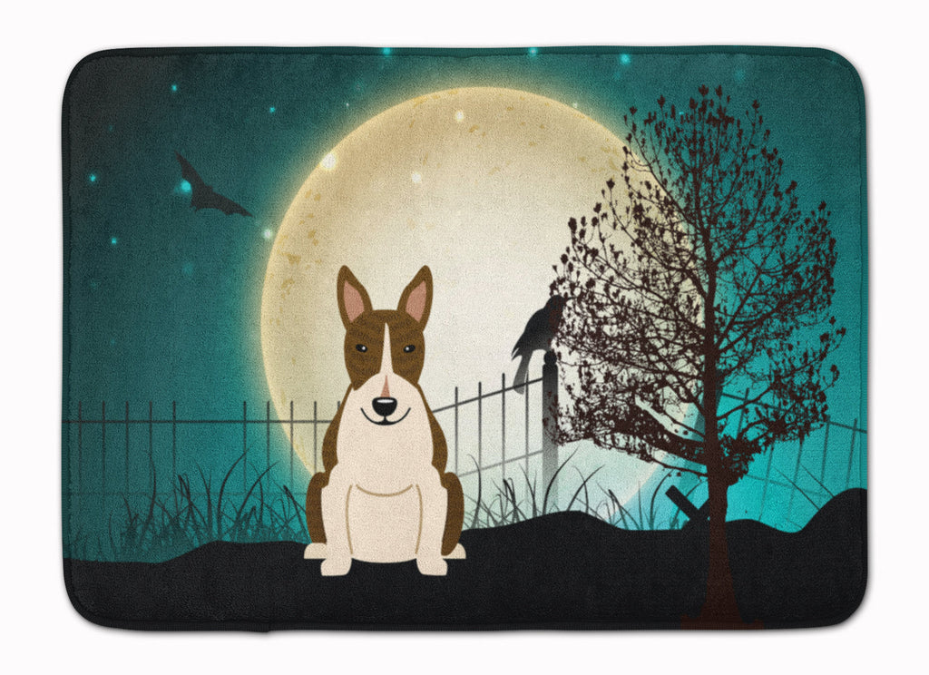 Halloween Scary Bull Terrier Dark Brindle Memory Foam Kitchen Mat Machine Washable Anti-Fatigue Cushion Comfort Bath or Kitchen Rug