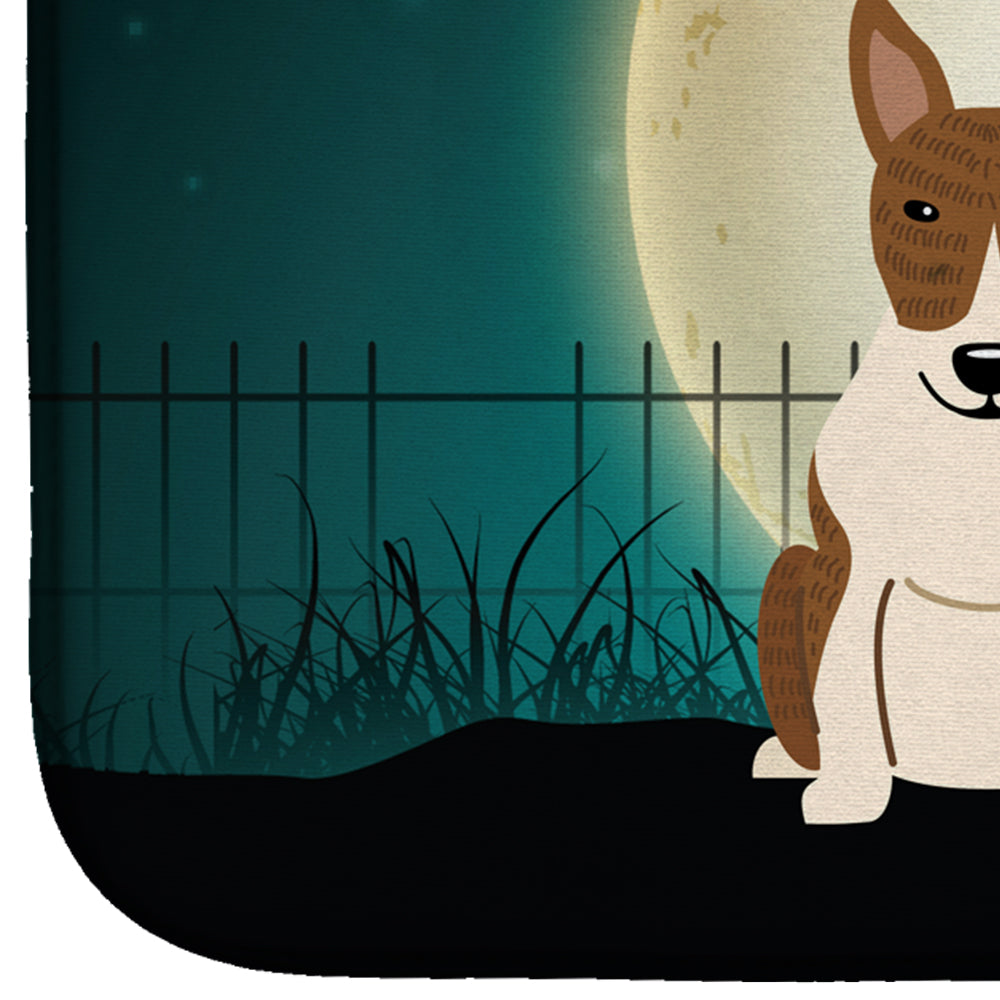 Halloween Scary Bull Terrier Brindle Dish Drying Mat Absorbent Dish Drying Mat Pad for Kitchen Counter Dish Drainer Mat for Countertop, 14 x 21", Multicolor