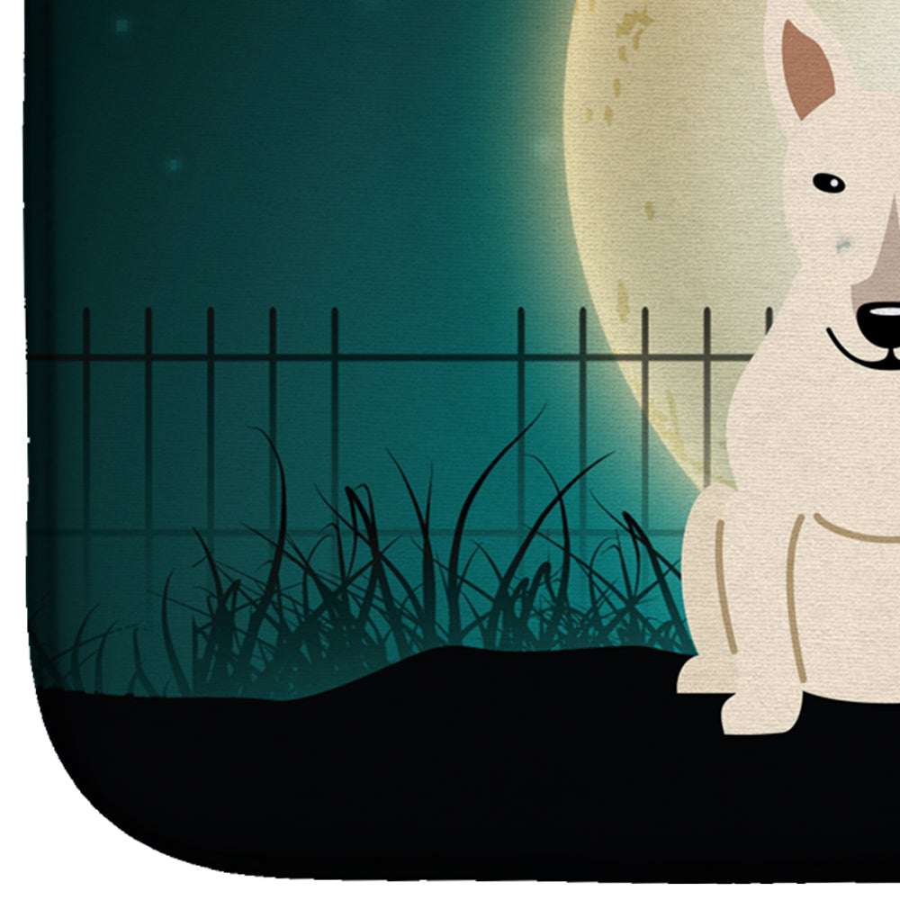 Halloween Scary Bull Terrier White Dish Drying Mat Absorbent Dish Drying Mat Pad for Kitchen Counter Dish Drainer Mat for Countertop, 14 x 21", Multicolor