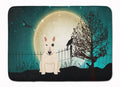Halloween Scary Bull Terrier White Memory Foam Kitchen Mat Machine Washable Anti-Fatigue Cushion Comfort Bath or Kitchen Rug