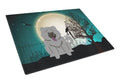 Halloween Scary Chow Chow Blue Cutting Board Tempered Glass Kitchen Cutting Surface, Heat Resistant Chopping, Non-Slip Feet, Food Prep & Serving