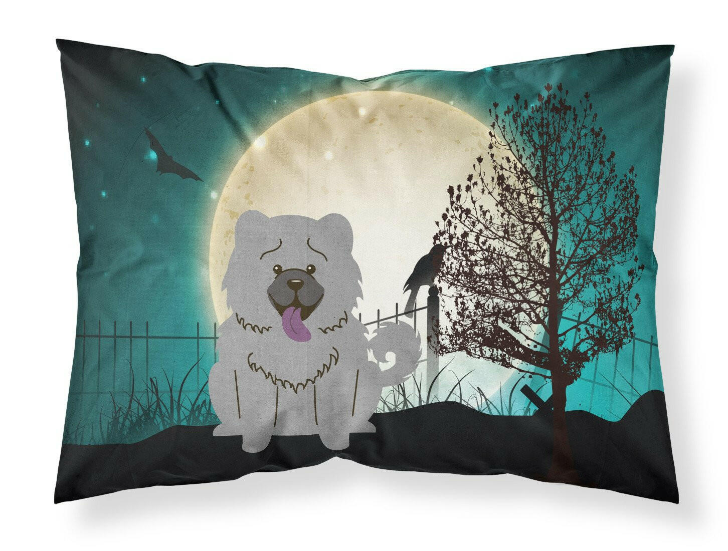 Halloween Scary Chow Chow Blue Standard Pillowcase Lightweight Super Soft Easy Care Decorative Artwork Pillowcase, Standard