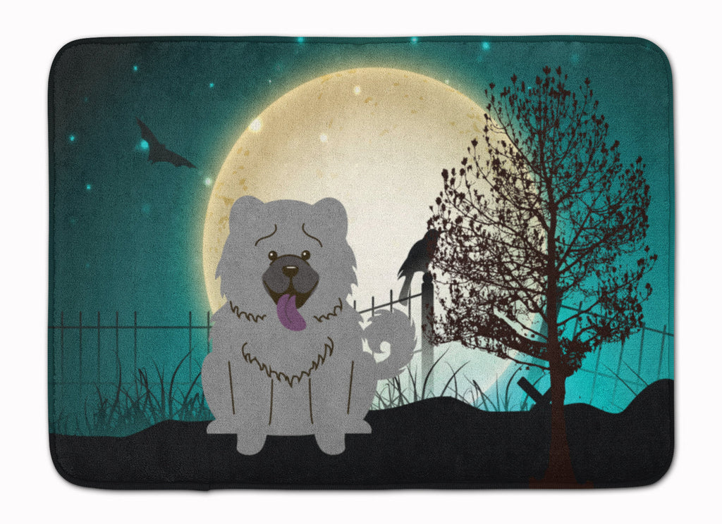 Halloween Scary Chow Chow Blue Memory Foam Kitchen Mat Machine Washable Anti-Fatigue Cushion Comfort Bath or Kitchen Rug