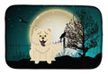Halloween Scary Chow Chow White Dish Drying Mat Absorbent Dish Drying Mat Pad for Kitchen Counter Dish Drainer Mat for Countertop, 14 x 21", Multicolor