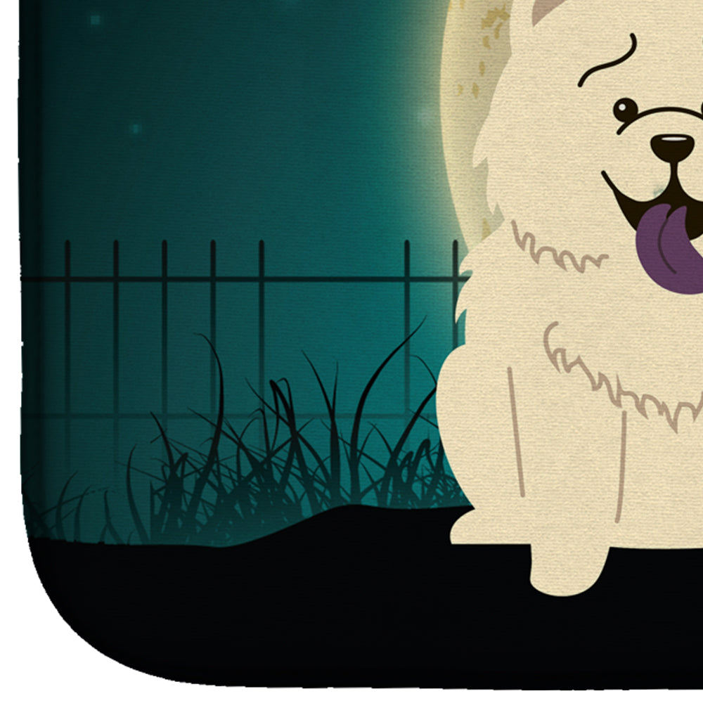 Halloween Scary Chow Chow White Dish Drying Mat Absorbent Dish Drying Mat Pad for Kitchen Counter Dish Drainer Mat for Countertop, 14 x 21", Multicolor