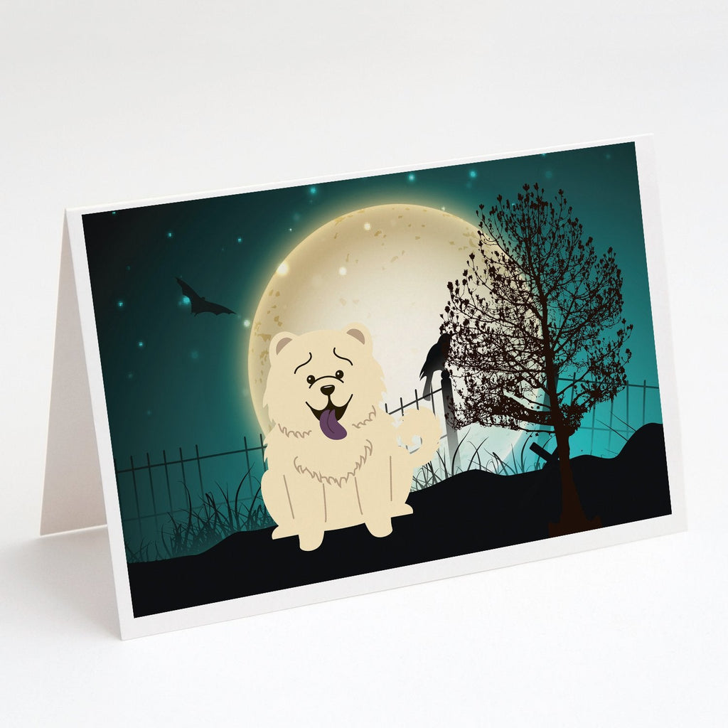 Halloween Scary Chow Chow White Greeting Cards Pack of 8 Blank Cards with Envelopes Whimsical A7 Size 5x7