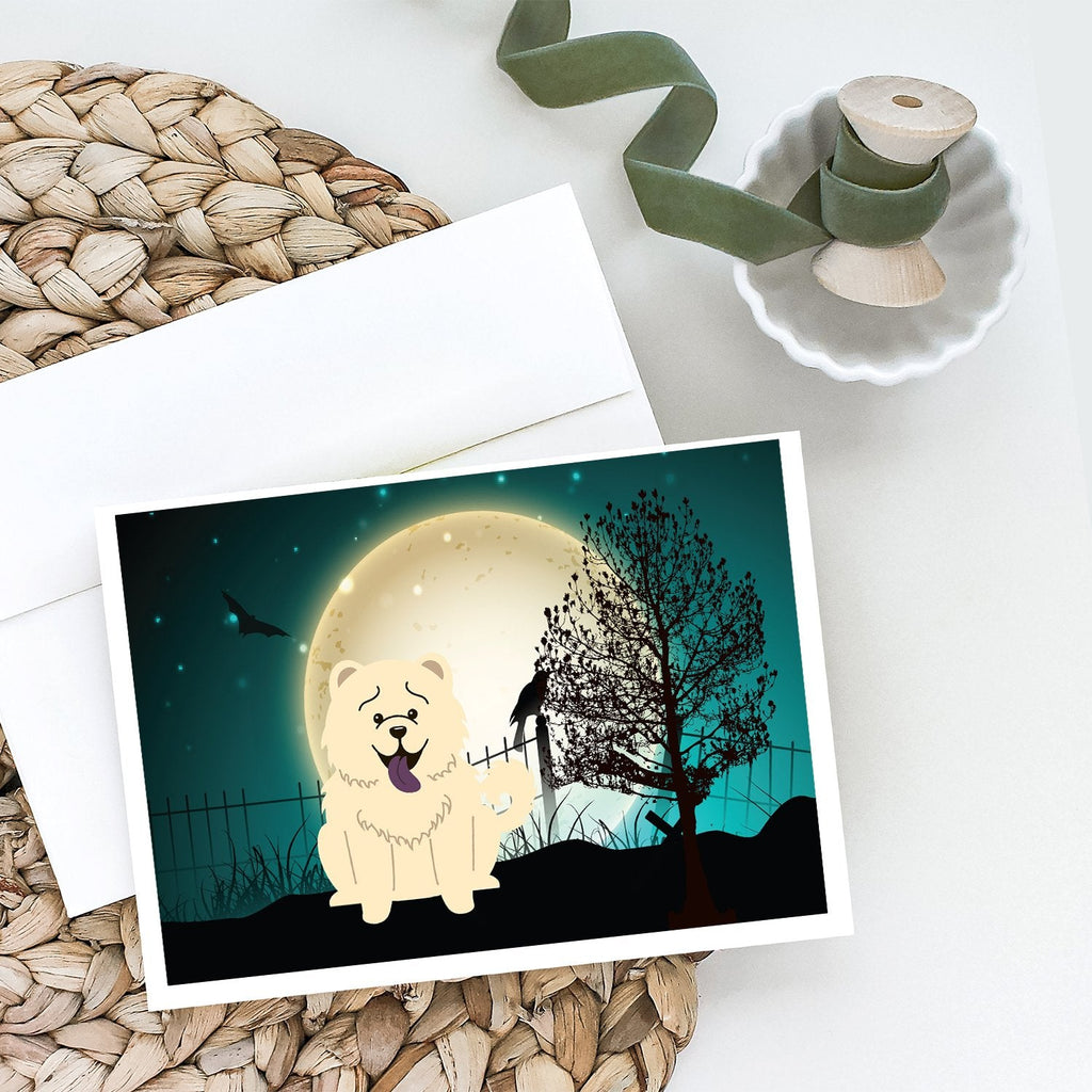Halloween Scary Chow Chow White Greeting Cards Pack of 8 Blank Cards with Envelopes Whimsical A7 Size 5x7