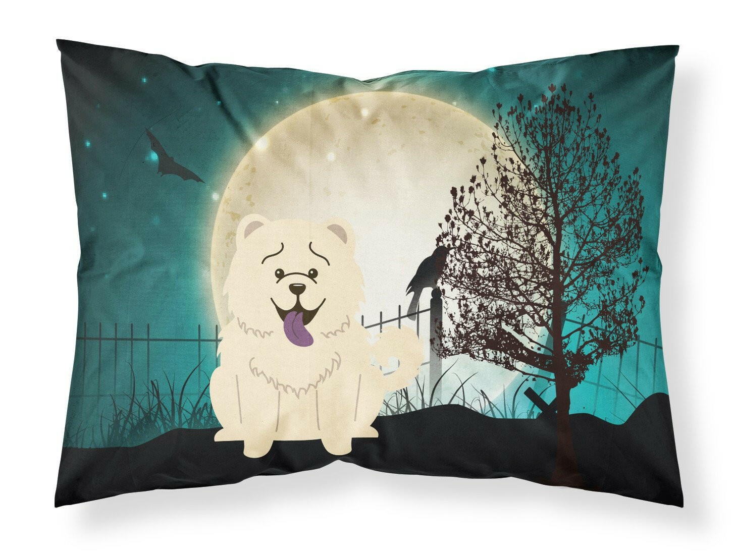 Halloween Scary Chow Chow White Standard Pillowcase Lightweight Super Soft Easy Care Decorative Artwork Pillowcase, Standard