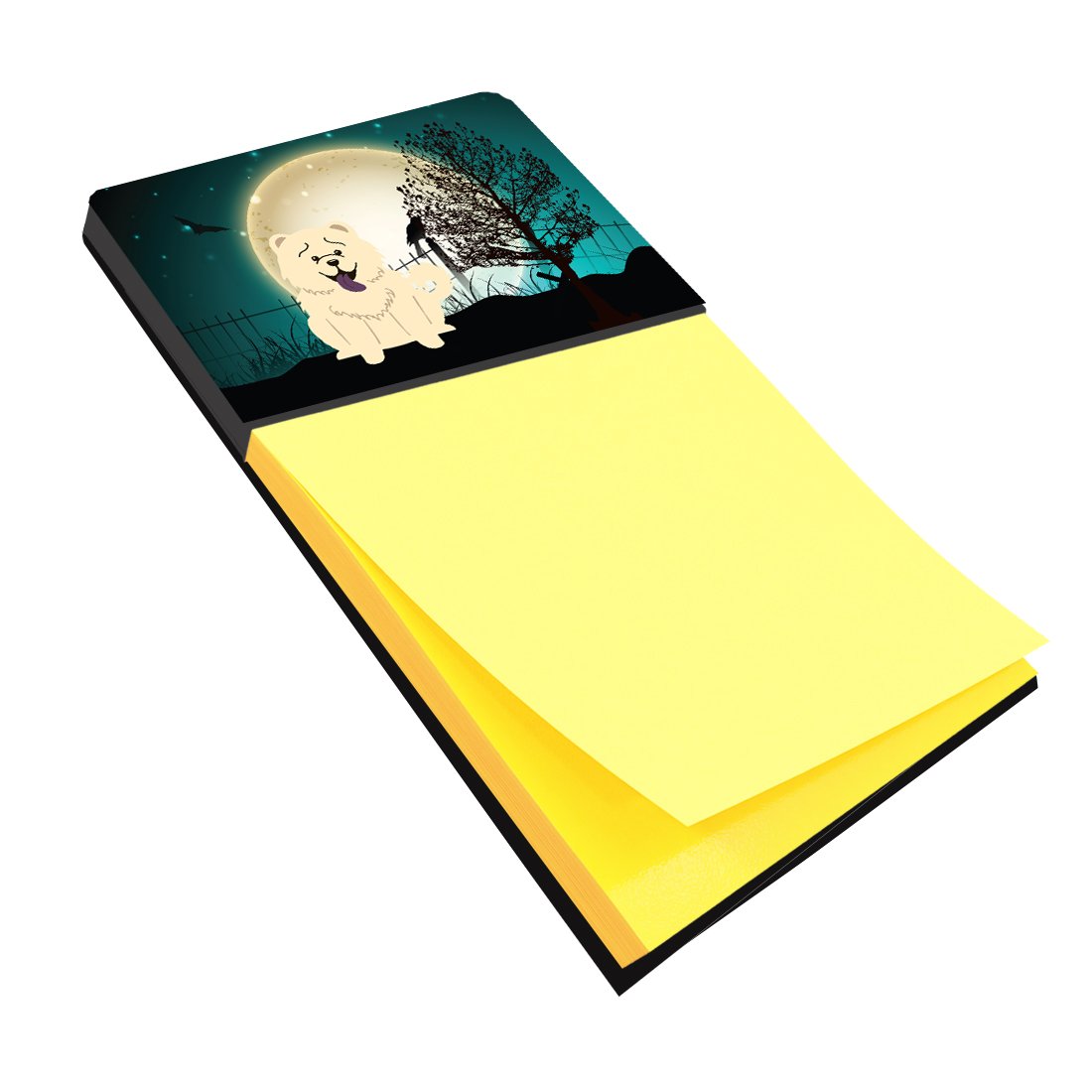 Halloween Scary Chow Chow White Watercolor Sticky Note Holder Refillable Dispenser Desk Accessory 3x3 Pad Gift