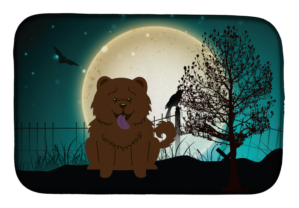 Halloween Scary Chow Chow Chocolate Dish Drying Mat Absorbent Dish Drying Mat Pad for Kitchen Counter Dish Drainer Mat for Countertop, 14 x 21", Multicolor