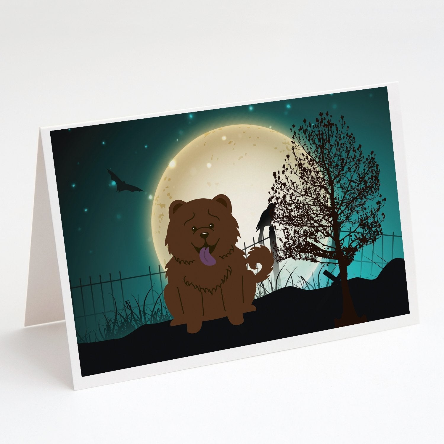 Halloween Scary Chow Chow Chocolate Greeting Cards Pack of 8 Blank Cards with Envelopes Whimsical A7 Size 5x7