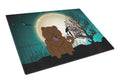 Halloween Scary Chow Chow Chocolate Cutting Board Tempered Glass Kitchen Cutting Surface, Heat Resistant Chopping, Non-Slip Feet, Food Prep & Serving