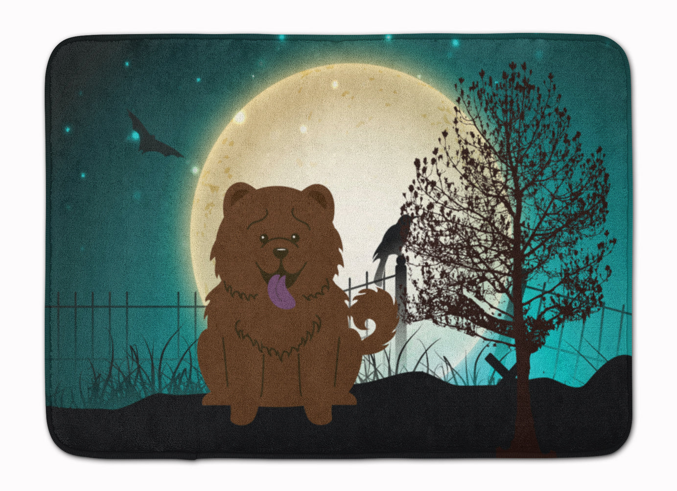 Halloween Scary Chow Chow Chocolate Memory Foam Kitchen Mat Machine Washable Anti-Fatigue Cushion Comfort Bath or Kitchen Rug