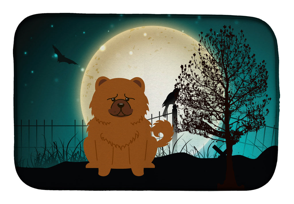 Halloween Scary Chow Chow Red Dish Drying Mat Absorbent Dish Drying Mat Pad for Kitchen Counter Dish Drainer Mat for Countertop, 14 x 21", Multicolor