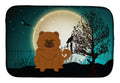 Halloween Scary Chow Chow Red Dish Drying Mat Absorbent Dish Drying Mat Pad for Kitchen Counter Dish Drainer Mat for Countertop, 14 x 21", Multicolor
