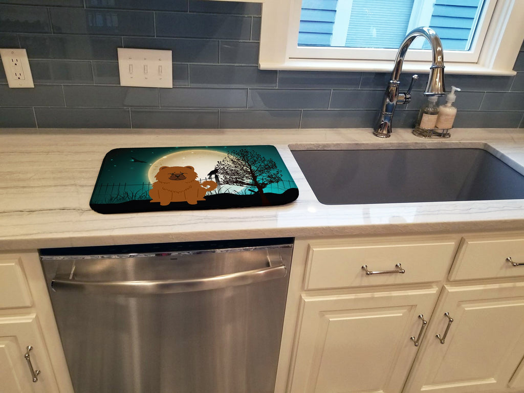 Halloween Scary Chow Chow Red Dish Drying Mat Absorbent Dish Drying Mat Pad for Kitchen Counter Dish Drainer Mat for Countertop, 14 x 21", Multicolor