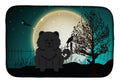 Halloween Scary Chow Chow Black Dish Drying Mat Absorbent Dish Drying Mat Pad for Kitchen Counter Dish Drainer Mat for Countertop, 14 x 21", Multicolor