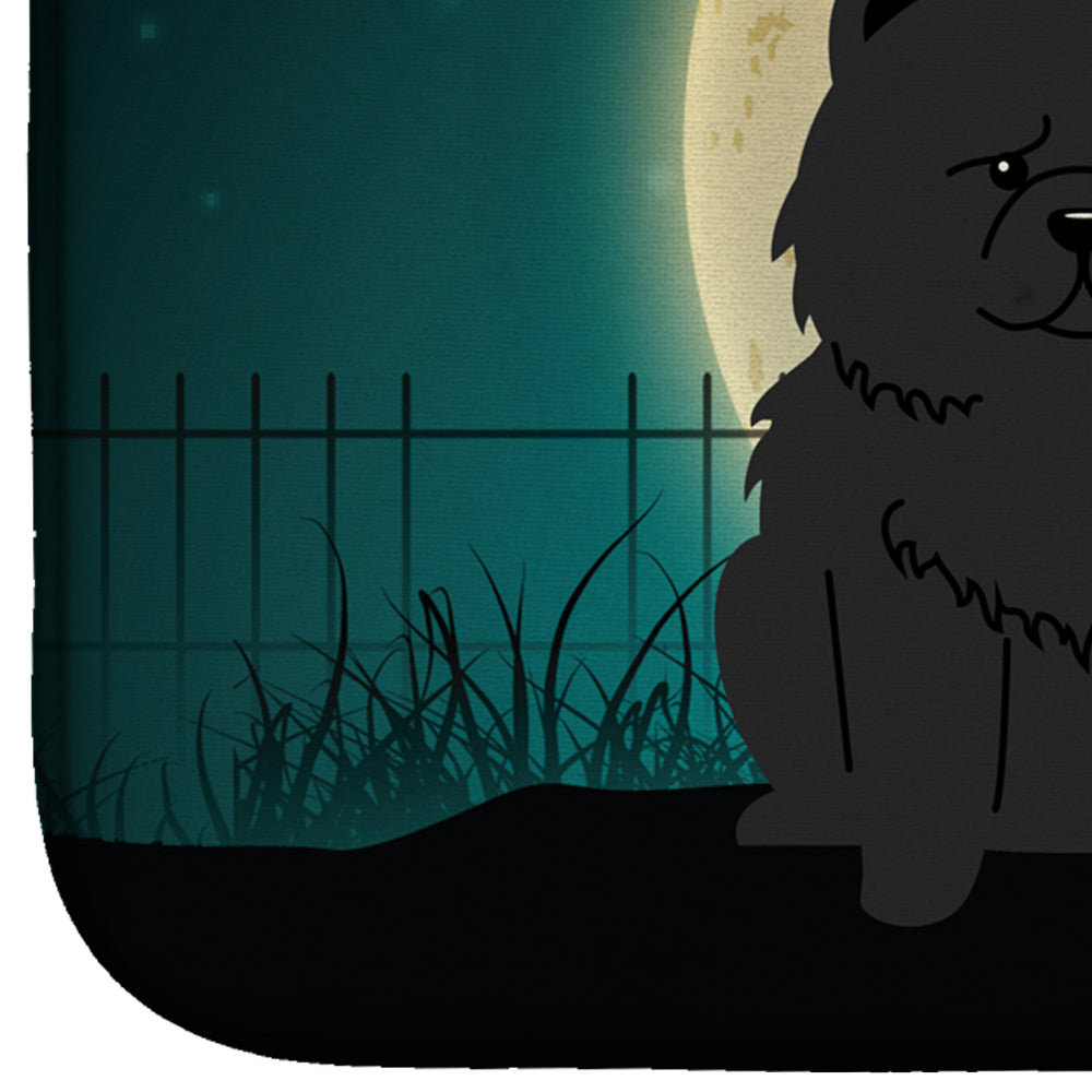 Halloween Scary Chow Chow Black Dish Drying Mat Absorbent Dish Drying Mat Pad for Kitchen Counter Dish Drainer Mat for Countertop, 14 x 21", Multicolor