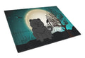 Halloween Scary Chow Chow Black Cutting Board Tempered Glass Kitchen Cutting Surface, Heat Resistant Chopping, Non-Slip Feet, Food Prep & Serving