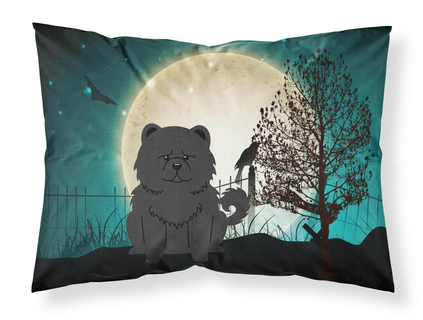 Halloween Scary Chow Chow Black Standard Pillowcase Lightweight Super Soft Easy Care Decorative Artwork Pillowcase, Standard