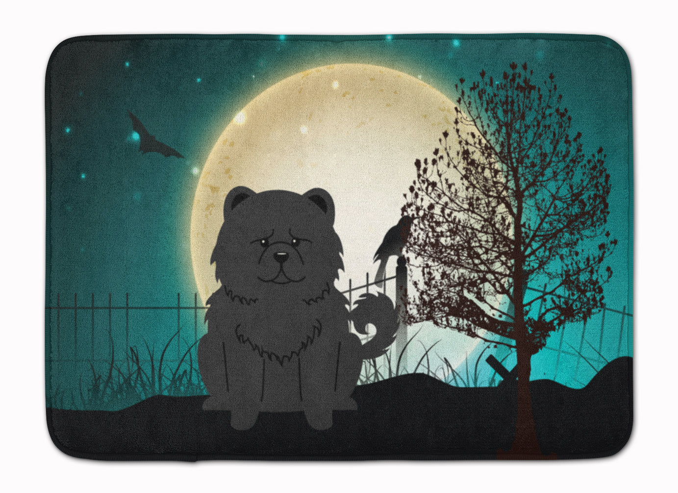 Halloween Scary Chow Chow Black Memory Foam Kitchen Mat Machine Washable Anti-Fatigue Cushion Comfort Bath or Kitchen Rug