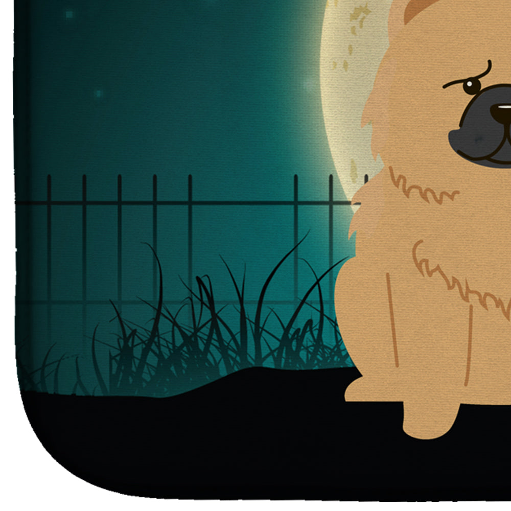 Halloween Scary Chow Chow Cream Dish Drying Mat Absorbent Dish Drying Mat Pad for Kitchen Counter Dish Drainer Mat for Countertop, 14 x 21", Multicolor