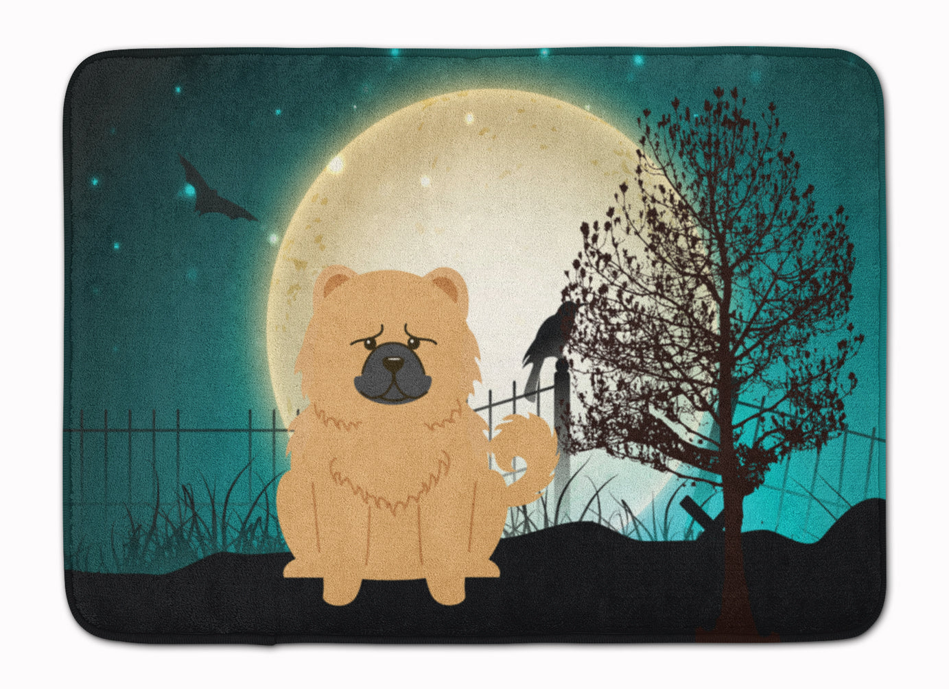 Halloween Scary Chow Chow Cream Memory Foam Kitchen Mat Machine Washable Anti-Fatigue Cushion Comfort Bath or Kitchen Rug