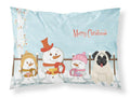 Merry Christmas Carolers Pug Cream Standard Pillowcase Lightweight Super Soft Easy Care Decorative Artwork Pillowcase, Standard