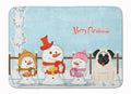 Merry Christmas Carolers Pug Cream Memory Foam Kitchen Mat Machine Washable Anti-Fatigue Cushion Comfort Bath or Kitchen Rug