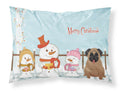 Merry Christmas Carolers Pug Brown Standard Pillowcase Lightweight Super Soft Easy Care Decorative Artwork Pillowcase, Standard