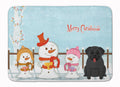 Merry Christmas Carolers Pug Black Memory Foam Kitchen Mat Machine Washable Anti-Fatigue Cushion Comfort Bath or Kitchen Rug