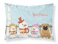 Merry Christmas Carolers Pug Brown Standard Pillowcase Lightweight Super Soft Easy Care Decorative Artwork Pillowcase, Standard