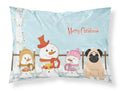 Merry Christmas Carolers Pug Fawn Standard Pillowcase Lightweight Super Soft Easy Care Decorative Artwork Pillowcase, Standard